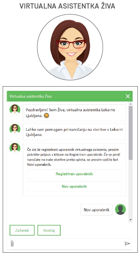 Virtualna asistentka Živa in pogovor z njo.