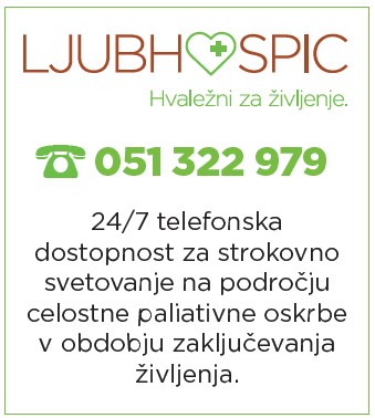 LJUBHOSPIC - Hvaležni za živjenje. tel : 051322979 - 24/ telefonska dostopnost za strokovno svetovanje na področju celostne paliativne oskrbe v obdobju zaključevanja življenja.