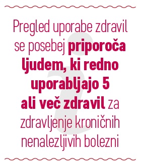 Pregled uporabe zdravil se posebej priporoča ljudem, ki redno uporabljajo 5 ali več zdravil za zdravljenje kroničnih nalezljivih bolezni.