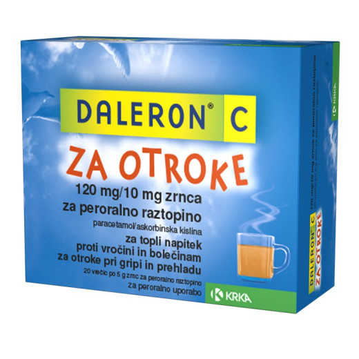 Daleron C za otroke 120 mg/10 mg, zrnca za peroralno suspenzijo, 20 vrečk Daleron C za otroke 120 mg/10 mg, zrnca za peroralno suspenzijo, 20 vrečk