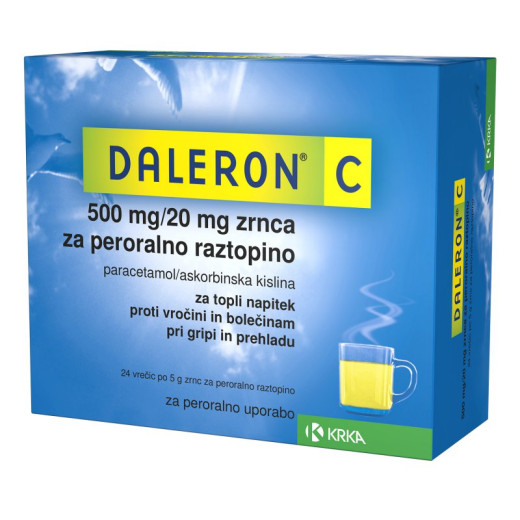 Daleron C 500 mg/20 mg, zrnca za peroralno raztopino, 24 vrečk Daleron C 500 mg/20 mg, zrnca za peroralno raztopino, 24 vrečk