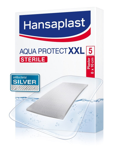 Hansaplast Aqua Protect Silver XXL, vodoodporni obliži s srebrovimi ioni, 5 obližev Hansaplast Aqua Protect Silver XXL, vodoodporni obliži s srebrovimi ioni, 5 obližev