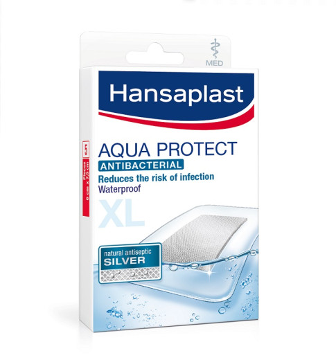 Hansaplast Aqua Protect Silver XL, vodoodporni obliži s srebrovimi ioni, 5 obližev Hansaplast Aqua Protect Silver XL, vodoodporni obliži s srebrovimi ioni, 5 obližev