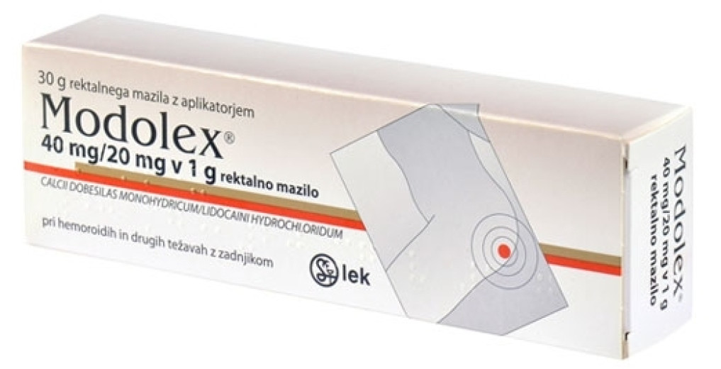 Modolex 40 mg/20 mg v 1 g, rektalno mazilo, 30 g Modolex 40 mg/20 mg v 1 g, rektalno mazilo, 30 g