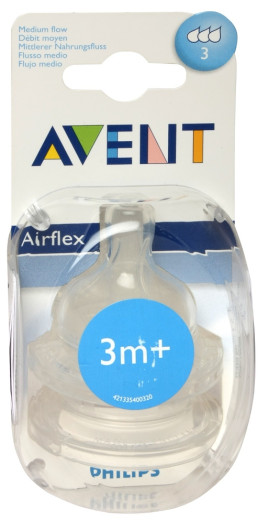 Avent, silikonski cucelj s srednjim pretokom 3m+, 1 kos Avent, silikonski cucelj s srednjim pretokom 3m+, 1 kos