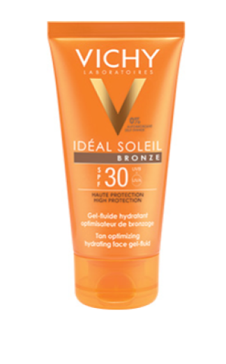 Vichy Ideal Soleil Bronze, vlažilni gel-fluid za obraz - ZF 30, 50 ml