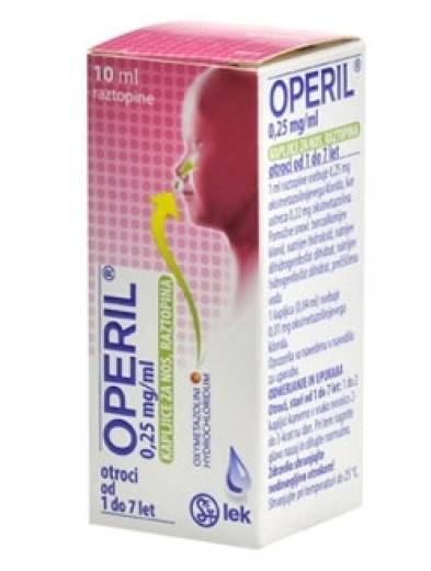Operil za otroke 0,25 mg/ml, kapljice za nos, raztopina, 10 ml Operil za otroke 0,25 mg/ml, kapljice za nos, raztopina, 10 ml