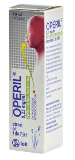 Operil za otroke 0,25 mg/ml, pršilo za nos, raztopina, 10 ml Operil za otroke 0,25 mg/ml, pršilo za nos, raztopina, 10 ml