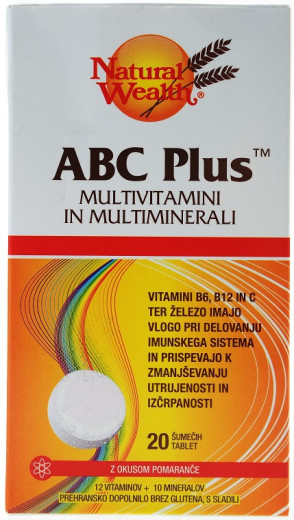 Natural Wealth ABC Plus - okus pomaranče, 20 šumečih tablet Natural Wealth ABC Plus - okus pomaranče, 20 šumečih tablet
