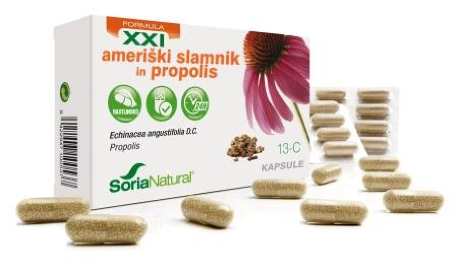 Soria Natural Ameriški slamnik in propolis XXI, 30 kapsul Soria Natural Ameriški slamnik in propolis XXI, 30 kapsul