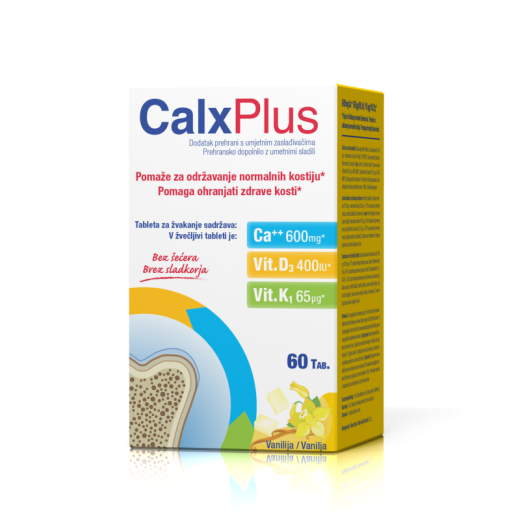 CalxPlus, 60 žvečljivih tablet z okusom vanilije CalxPlus, 60 žvečljivih tablet z okusom vanilije