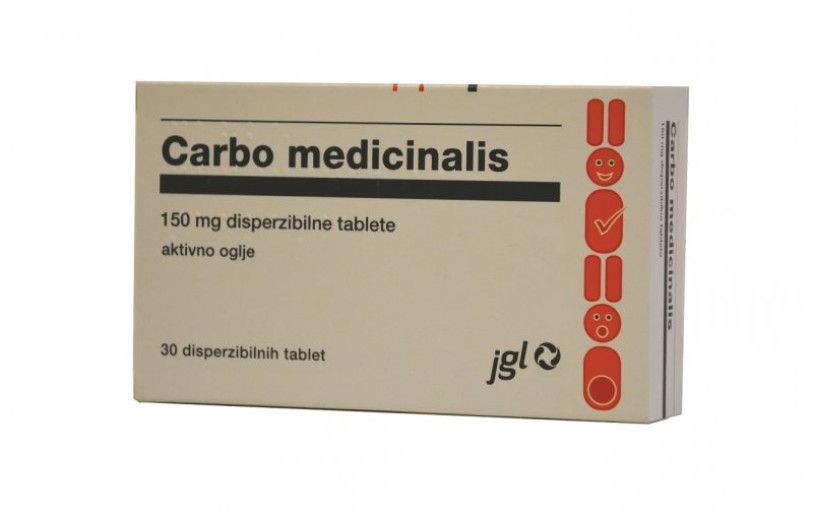 Carbo medicinalis 150 mg, 30 disperzibilnih tablet Carbo medicinalis 150 mg, 30 disperzibilnih tablet