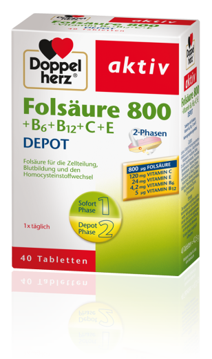 Doppelherz Aktiv Folna kislina 800 + B6 + B12 + C + E, 40 tablet Doppelherz Aktiv Folna kislina 800 + B6 + B12 + C + E, 40 tablet