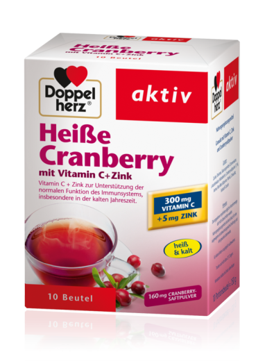 Doppelherz Aktiv Brusnica + vitamin C + cink, vroči napitek, 10 vrečk Doppelherz Aktiv Brusnica + vitamin C + cink, vroči napitek, 10 vrečk