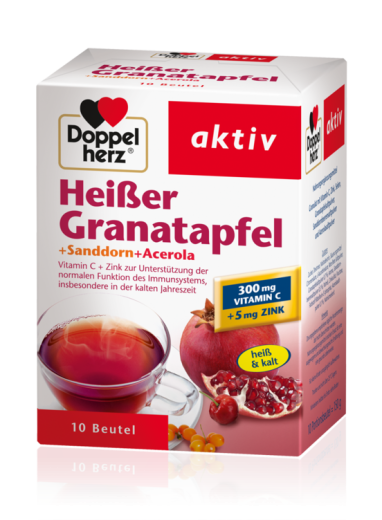 Doppelherz Aktiv Granatno jabolko + rakitovec + acerola, vroči napitek, 10 vrečk Doppelherz Aktiv Granatno jabolko + rakitovec + acerola, vroči napitek, 10 vrečk
