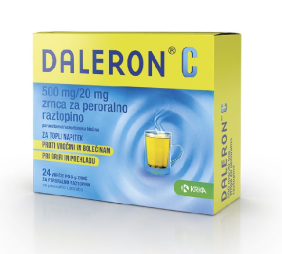 Daleron C 500 mg/20 mg, zrnca za peroralno raztopino, 24 vrečk Daleron C 500 mg/20 mg, zrnca za peroralno raztopino, 24 vrečk