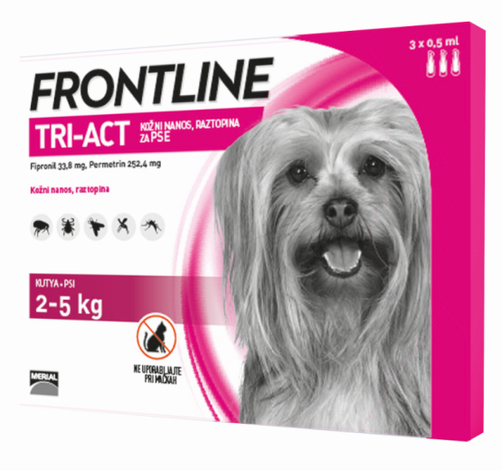 Frontline Tri-Act, kožni nanos- za pse 2 - 5 kg, pipeta 3 X 0,5 ml Frontline Tri-Act, kožni nanos- za pse 2 - 5 kg, pipeta 3 X 0,5 ml
