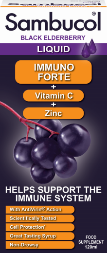 Sambucol Immuno Forte, tekoči izvleček črnega bezga, 120 ml Sambucol Immuno Forte, tekoči izvleček črnega bezga, 120 ml