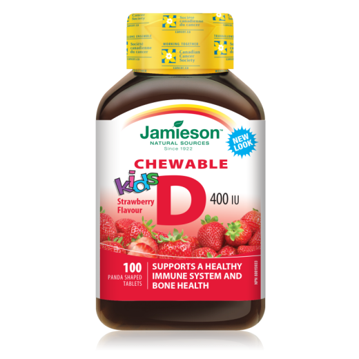 Jamieson Vitamin D3, bonboni za otroke z okusom jagode, 100 bonbonov Jamieson Vitamin D3, bonboni za otroke z okusom jagode, 100 bonbonov
