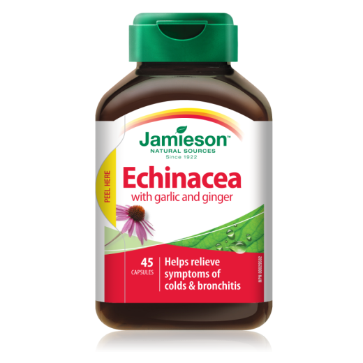 Jamieson Echinacea z dodanim česnom in ingverjem, 45 kapsul Jamieson Echinacea z dodanim česnom in ingverjem, 45 kapsul