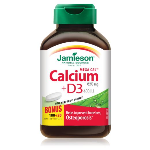Jamieson Mega Calcium + D3, 120 tablet
