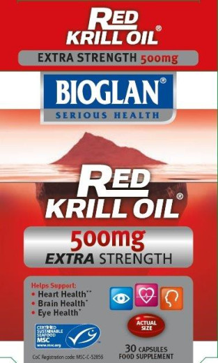 Bioglan Rdeče krilovo olje extra 500 mg, 30 kapsul Bioglan Rdeče krilovo olje extra 500 mg, 30 kapsul