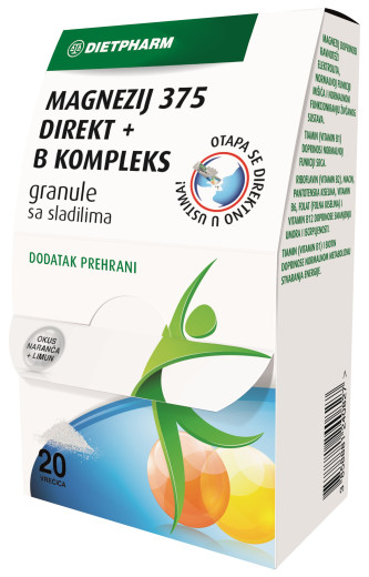 DietPharm Magnezij 375 Direkt + B kompleks, 20 vrečk DietPharm Magnezij 375 Direkt + B kompleks, 20 vrečk