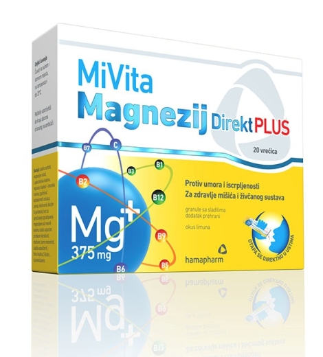 Mivita Magnezij 375 mg Direkt Plus, 20 vrečk Mivita Magnezij 375 mg Direkt Plus, 20 vrečk
