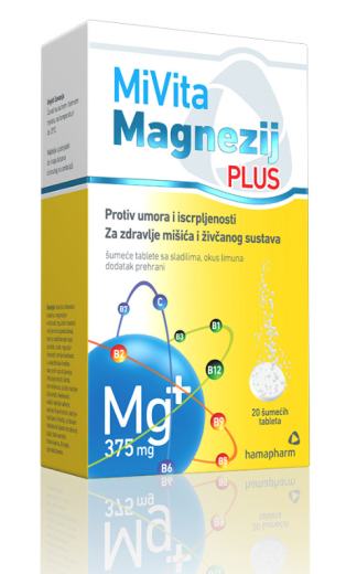 Mivita Magnezij 375 mg Plus, 20 šumečih tablet Mivita Magnezij 375 mg Plus, 20 šumečih tablet