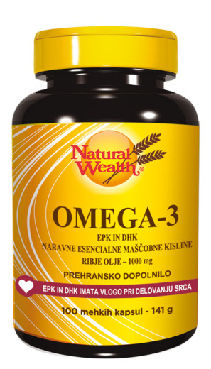 Natural Wealth Omega 3 1000 mg, 100 mehkih kapsul Natural Wealth Omega 3 1000 mg, 100 mehkih kapsul