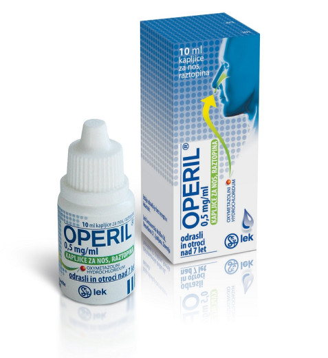 Operil 0,5 mg/ml, kapljice za nos, raztopina, 10 ml