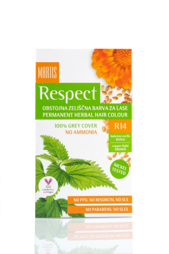 Martis, barva za lase R14 bakreno svetlo rjava, 135 ml Martis, barva za lase R14 bakreno svetlo rjava, 135 ml