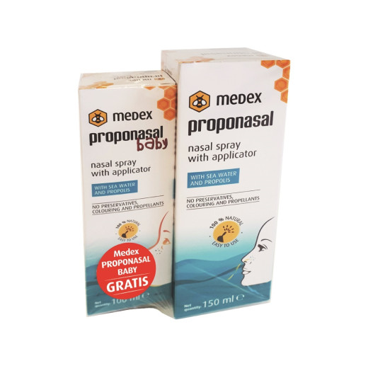 Medex Proponasal pršilo, 150 ml + GRATIS Proponasal Baby pršilo, 100 ml Medex Proponasal pršilo, 150 ml + GRATIS Proponasal Baby pršilo, 100 ml