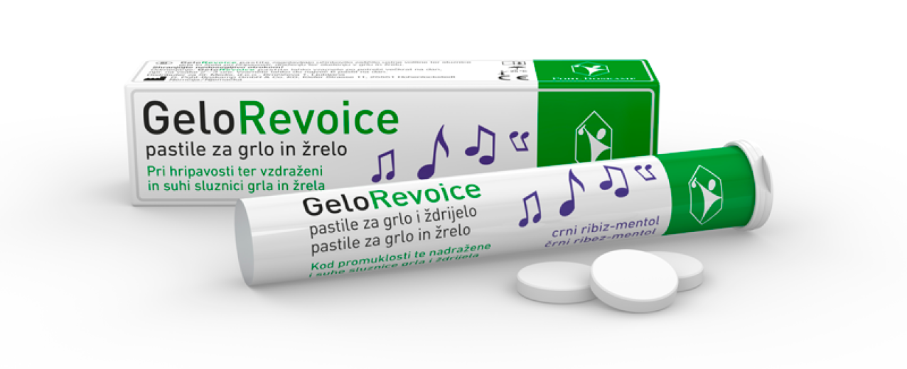 GeloRevoice pastile črni ribez-mentol , 20 pastil GeloRevoice pastile črni ribez-mentol , 20 pastil
