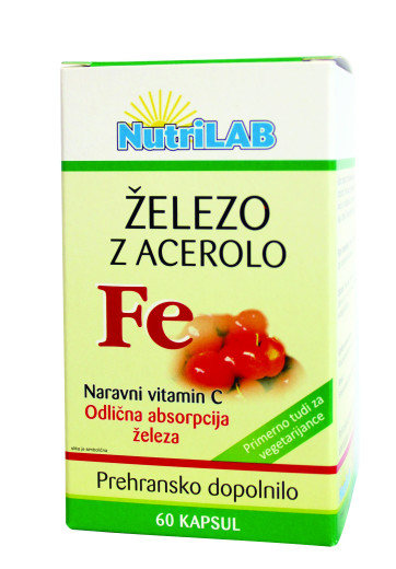 Nutrilab Železo z Acerolo, 60 kapsul Nutrilab Železo z Acerolo, 60 kapsul