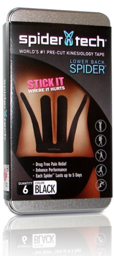 Spider Pre-Cut kineziološki trak hrbet, črn 6x
