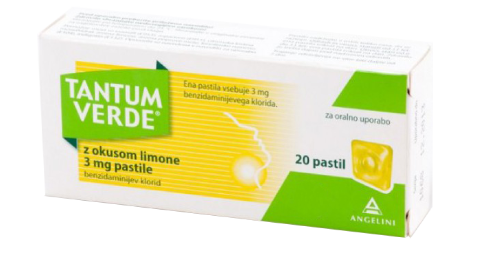 Tantum Verde 3 mg, pastile z okusom limone, 20 pastil Tantum Verde 3 mg, pastile z okusom limone, 20 pastil