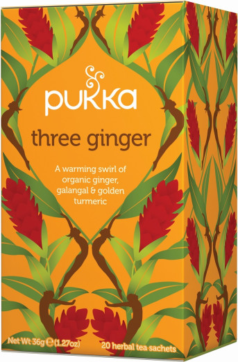 Pukka Three Ginger, ekološki čaj, 20 vrečk Pukka Three Ginger, ekološki čaj, 20 vrečk