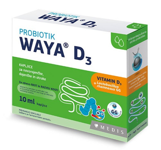 Waya D3, probiotične kapljice za novorojenčke, dojenčke in otroke, 10 ml Waya D3, probiotične kapljice za novorojenčke, dojenčke in otroke, 10 ml