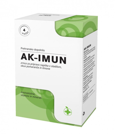 AK-Imun, zrnca za pripravo napitka s sladilom, okus pomaranče in limone, 4 vrečke AK-Imun, zrnca za pripravo napitka s sladilom, okus pomaranče in limone, 4 vrečke
