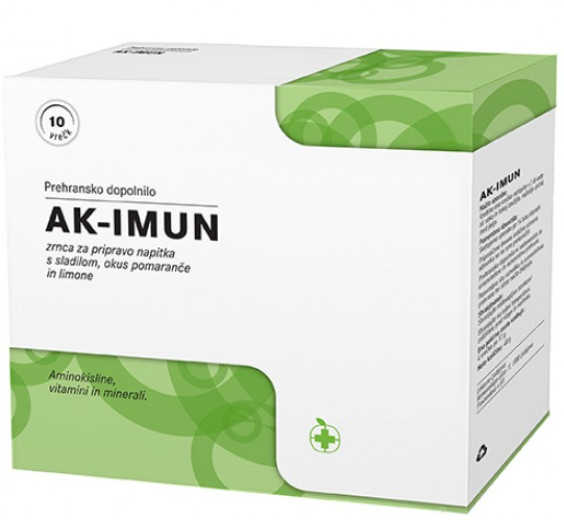 AK-Imun, zrnca za pripravo napitka s sladilom, okus pomaranče in limone, 10 vrečk AK-Imun, zrnca za pripravo napitka s sladilom, okus pomaranče in limone, 10 vrečk
