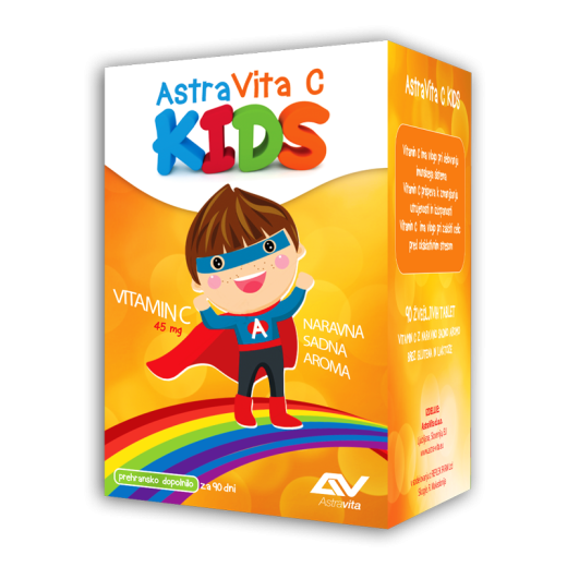 AstraVita C kids, 90 žvečljivih table AstraVita C kids, 90 žvečljivih table