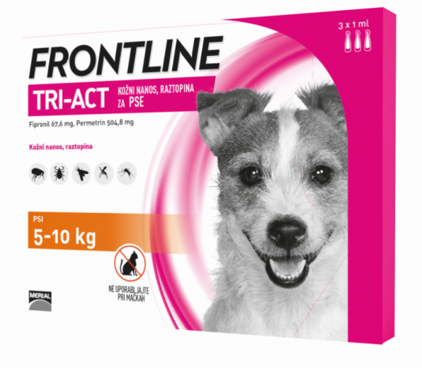 Frontline Tri-Act, kožni nanos- za pse 5 - 10 kg, pipeta 3 X 1 ml Frontline Tri-Act, kožni nanos- za pse 5 - 10 kg, pipeta 3 X 1 ml
