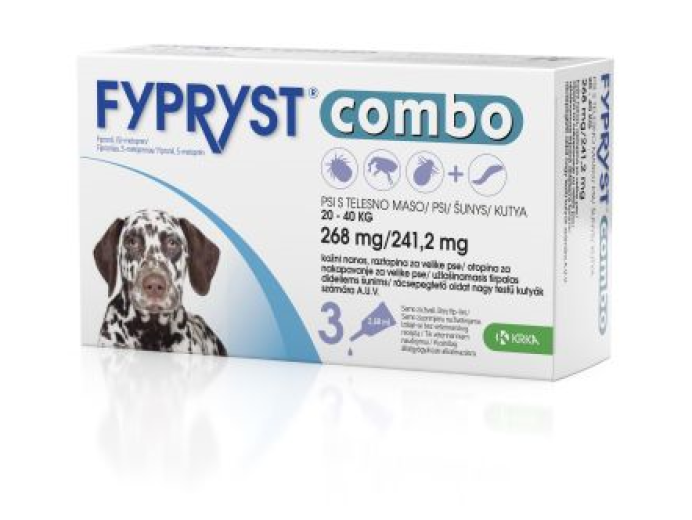 Fypryst Combo 268 mg/241,2 mg, kožni nanos - za velike pse, 3 pipete Fypryst Combo 268 mg/241,2 mg, kožni nanos - za velike pse, 3 pipete