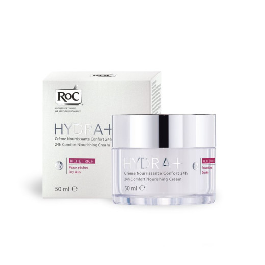 RoC Hydra+ 24h, hranilna krema za suho kožo, 50 ml