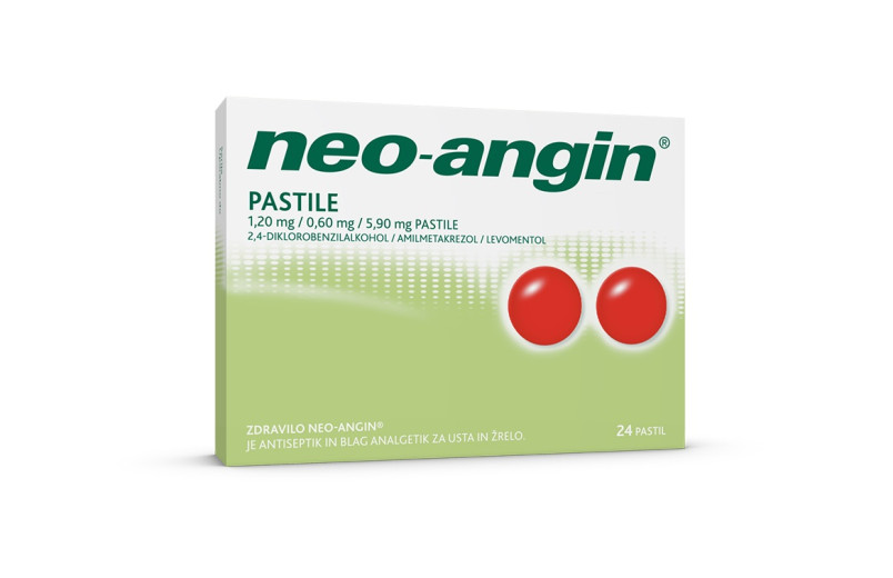 Neo-angin 1,20 mg/0,60 mg/5,90 mg, 24 pastil Neo-angin 1,20 mg/0,60 mg/5,90 mg, 24 pastil