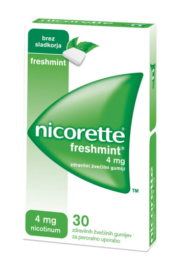 Nicorette Freshmint 4 mg, 30 zdravilnih žvečilnih gumijev