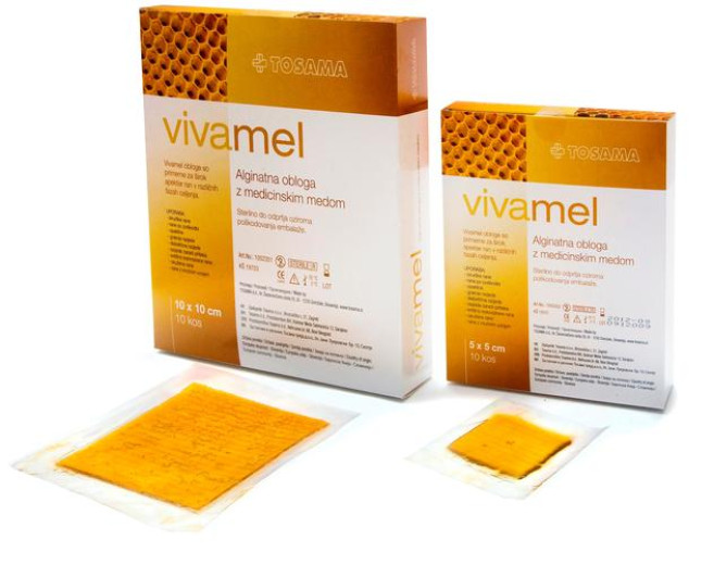 Vivamel alginatna obloga z medicinskim medom 5 x 5 cm Vivamel alginatna obloga z medicinskim medom 5 x 5 cm
