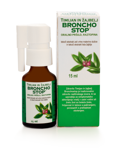 Bronchostop timijan in žajbelj, oralno pršilo, raztopina, 15 ml Bronchostop timijan in žajbelj, oralno pršilo, raztopina, 15 ml