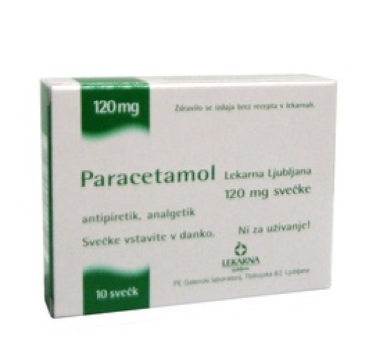 Paracetamol Lekarna Ljubljana 120 mg, svečke za otroke, 10 svečk Paracetamol Lekarna Ljubljana 120 mg, svečke za otroke, 10 svečk